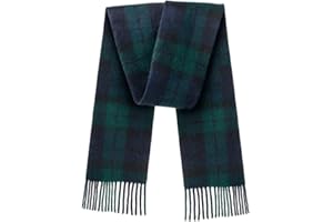 BRAW CLANS TARTANS 100% Pure Lambswool Tartan Scarf for women and men - 60x12 Unisex, Brushed wool winter long soft warm tartan check scarves - Gift for Christmas