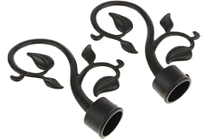 FENTEER 2 Piezas De Cortina De La Ventana Barra Cortina Polos Decorativos Cabezas Tapa 28 Mm Diámetro Interior - Hoja Negro