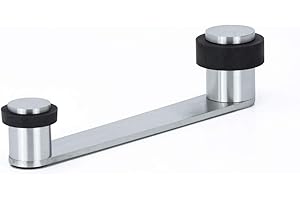 Tope de Puerta con Retenedor Giratorio| Para Puerta de Hasta 100 mm de Grosor | Laton | Incluye Tornillo + Taco | Ref I-253 | EVI Herrajes (Inox Mate - Goma Negra)