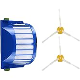 FilterHauz I-robot Roomba 605 606 Uyumlu 3 Par&ccedil;a Yedek Filtre Fır&ccedil;a Seti, Siyah 701039IR605