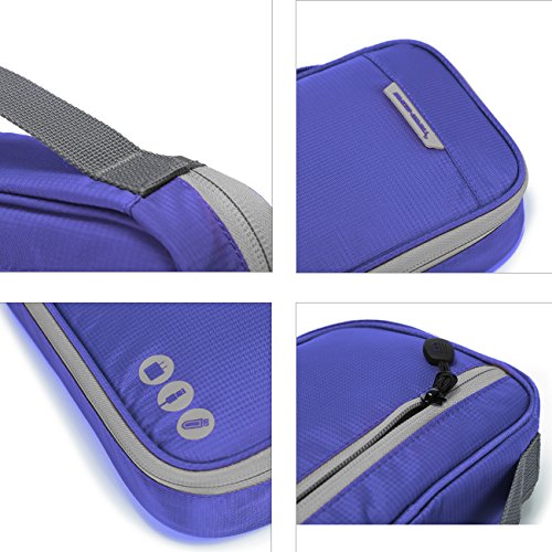 BAGSMART Kompakte Eletronik Kabeltasche Doppelte Fächer für USB Sticks, Kabel, Speicherkarte Blau - 5