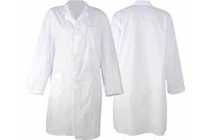 Bodyplus White Medical Lab Coat - Unisex Men & Women Hygiene Food Industry Warehouse - Long-Sleeved Thin Laboratory Coat for Doctors, Nurses, Pharmacist, Physician, Surgeon, Students, Technician