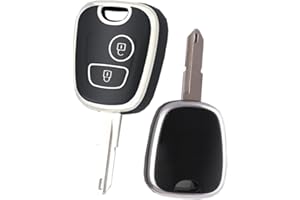 HIBEYO Coque de Protection pour clé de Voiture pour Citroën C1 C4 C2 C3 - en TPU - pour Peugeot 107 207 307 407 206 306 - pour Toyota Aygo - Argenté et Noir