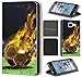 Price comparison product image CoverHeld Premium Flip Cover Case for SAMSUNG Galaxy S6 Edge made of Faux Leather with Motif 1170 Fussball Fußball Schwarz Gelb Feuer