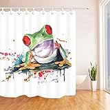 MIWANG Creatividad Artística Cortina De Ducha Rana, Baño Impermeable Anti-Moho Cortinas...