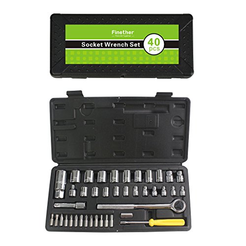 Finether Multi Schraubenzieher Set Schraubendreher Set Schrauber-Bit Set Steckschlüssel-Set 40-teilig Schrauberbit Bitsatz Steckschlüsseleinsatz