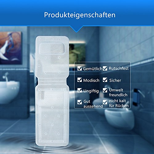 Weiß Weich Badewannenmatte mit Kissen Rutschfest Antibakteriell Geschäumtem PVC (14,2 x 49,2 Zoll) - 5