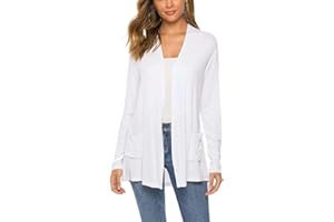 DISSA Cardigan en Modal Doux pour Femme Pull À Manches Longues Cardigan Fin Manteau