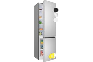 Bomann Kühlschrank mit Gefrierfach | Energieklasse D | 180cm | Kühl Gefrierkombination leise 39 dB | 4 Ablagen & 3 Schubladen | Türanschlag wechselbar | 269L Kühlgefrierkombi | KG 184.1 inox