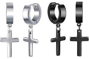 MicVivien 2-6 Pares Acero inoxidable Pendientes de aro con cruz colgante unisex