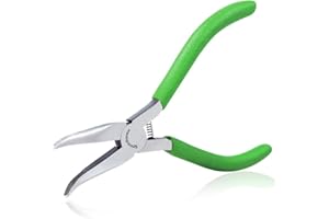 SPEEDWOX Mini Gebogene Zange für Schmuckherstellung - 4-1/2 Zoll, 45 Grad Gekrümmt, Gezahnte Backen, Präzisions-Nadelzange für Ketten, Perlen und Hobby-Handwerk