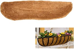 POUWAY 1 Pack Hanging Basket Liner - Trough Planter Liner for Hanging Basket, Pre-Shaped Replacement Coco Fiber Liners for Garden Planters, Enhances Plant Growth, for Indoor & Outdoor Plants (24'')