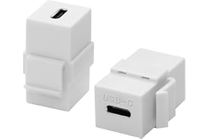 QIANRENON 10Gbps USB C Keystone Jack Adapter, USB3.1 Type C Female to Female Keystone Socket Coupler, 100W Charging, for Wall Plate Patch Panel, White, 2Pcs