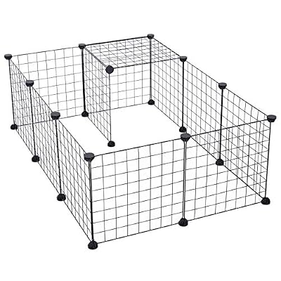 Pawhut Cage Parc pour Animaux domestiques L 106 x l 73 x H 36 cm Bords arrondis Fil métallique Noir 55
