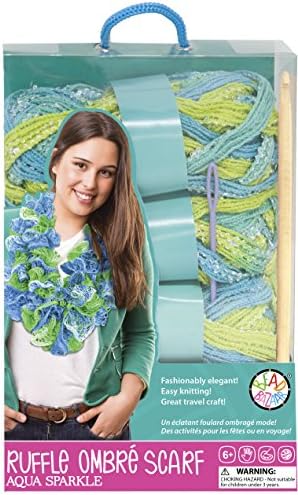 Bead Bazaar Sparkle Ruffle Scarf Crochet Kit-Aqua, Other, Multicoloured