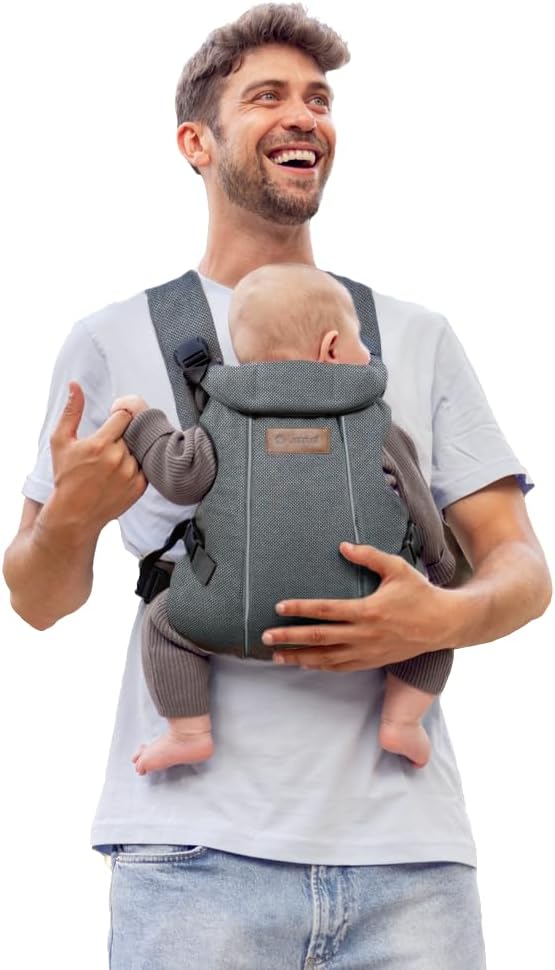 Jané Dual Mochila Portabebé Ergonómica, Desde Nacimiento (3,5–15 kg), 3 Posiciones, Transpirable y Acolchada, Gris