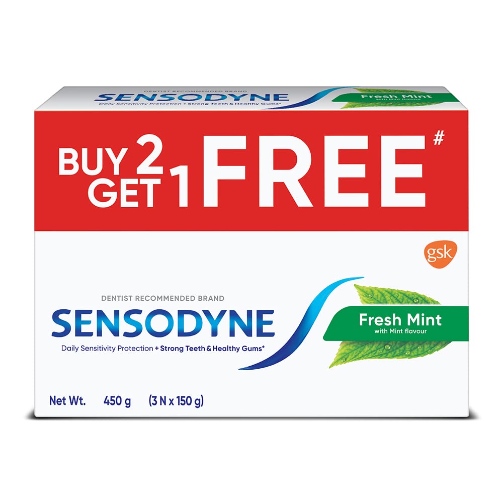Sensodyne Fresh Mint Toothpaste Sensitivity Relief, Plaque Removal, Cavity Protection, Bad Breath Treatment, 450 grams