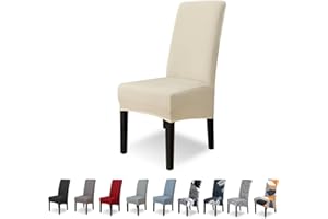 Lydevo Fundas para Sillas Comedor XL Pack de 6 Grande Fundas Elásticas para Silla de Comedor Ajustable Lavables Universal Spandex Cubierta de Sillas para Cocina Hotel Restaurante,Beige