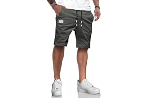 LIUPMWE Pantalones Cortos Hombre Verano Algodón Deporte Shorts Casual con Bolsillos Cintura Elástica Shorts