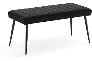 ‎TUKAILAI TUKAILAI Sitzbank Esszimmer 101cm mit Samt Dickes Sitz, Polsterbank mit Metallbeinen, Bettbank Garderobenbank Küchenbank, Esszimmerbank Garderobe Schlafzimmer Flur Möbel