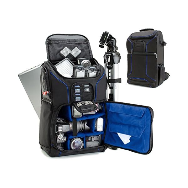 USA GEAR Mochila Completa para Cámara DSLR, Funda Resistente al Agua Compartimento para Portátil y divisores para Meter…