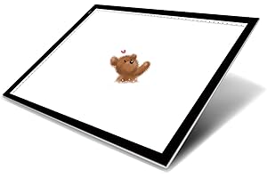 HUOLE A3 Leuchttablett mit Touch-Dimmer, Leuchttisch zum Zeichnen mit USB-Kabel für Tätowierung, Zeichnung, Skizzen, 3 Helligkeitsstufen, LED,47 x 34,5 x 0,5 cm (A3 mit Skala)