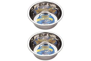 Munch & Crunch 2 X Stainless Steel 21cm Dog Bowl for Small Medium & Large Dogs, Pets Feeder Bowl and Water Bowl Perfect For Any Pets, Cats & Dogs Pack of 2