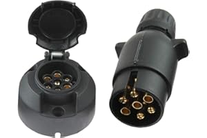 Eacalyc Enchufe de Remolque 7 Pines 12V, Zócalo de Remolque 7 Pines, Enchufe de Remolque Hembra 7 Polos Eléctrico Zócalo de Remolque Macho Impermeable para Camión Tractor Barco o Remolque