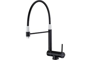 BuntHaus Robinet Cuisine Rabattable, Mitigeur Cuisine sous Fenêtre Pliable, Mitigeur Evier Cuisine Rotatif à 360°, Acier Inoxydable 304 Brossé (Noir)