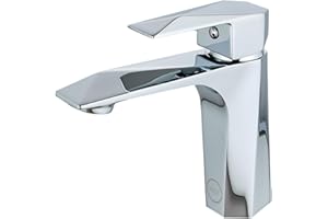 MILOT Single Lever Luxury Basin Tap | Diamond Cut Design | Lead Free Brass | Without Pop Up Waste | G1/2" Modern Fitting Leak Proof Ceramic Cartridge Bathroom Sink Tap | Chrome
