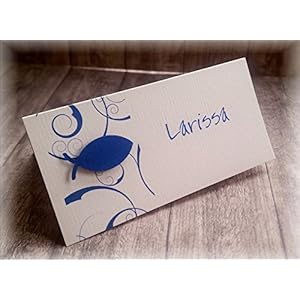 Tischkarte Namenskarte Kommunion Konfirmation Firmung Taufe Fisch blau