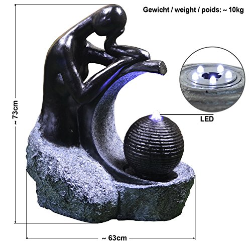 SOLAR GARTENBRUNNEN BRUNNEN SOLARBRUNNEN ZIERBRUNNEN VOGELBAD WASSERFALL GARTENLEUCHTE TEICHPUMPE – SPRINGBRUNNEN WASSERSPIEL für Garten, Gartenteich, Terrasse, Teich, Balkon, sehr DEKORATIV, VERBESSERTES MODELL MIT PUMPEN-INSTANT-START-FUNKTION SOLARTEICHDEKORATION, GARTENDEKO, Solar-Set Wasserbrunnen „LADY in BLACK“ mit LiIon-Akku & LED-Licht GARTENLEUCHTE STEHLAMPE - 3