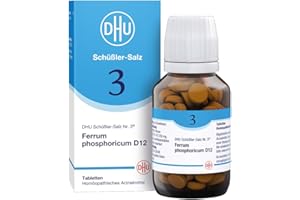 ‎DHU DHU Schüßler-Salz Nr. 3 Ferrum phosphoricum D12 – Das Mineralsalz des Immunsystems – das Original – umweltfreundlich im Arzneiglas, 200 St. Tabletten