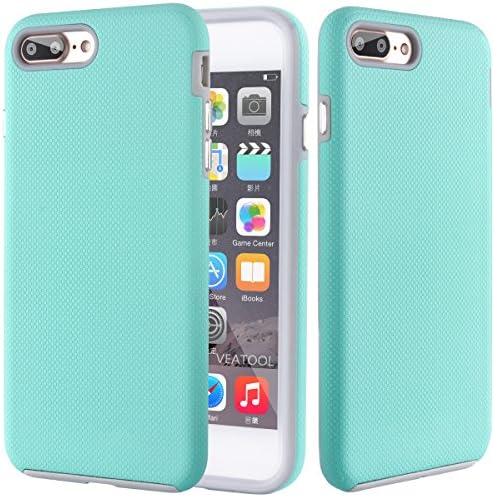 Veatool iPhone 7 Plus Case, Shock Proof Ultra Rugged Rubber Dual Layer Case for iPhone 7 Plus (5.5 inch),Mint Green