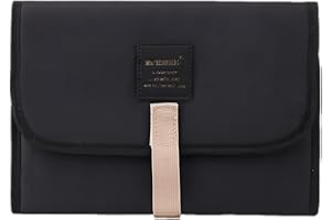 LAPANGZI Portable Changing Mat Baby，Foldable Waterproof Lightweight Travel Changing Pad with Soft Cushioned Layer, Compact & Easy-Clean On-The-Go Diaper Mat (Black)