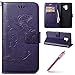 Produktbild Galaxy A8 Plus 2018 Lanyard Lederhülle,Galaxy A8 Plus 2018 Hülle Neo,Galaxy A8 Plus 2018 Wallet Case Handy Tasche Schutzhülle,Hpory Vintage Retro Blumen Muster Solid Color Leather Case with Lanyard Strap Ledertasche Brieftasche im Bookstyle Schale Handytasche Wallet Flip Case PU Leder Handyhülle Klapphülle Soft Silikon Back Rückseite Cover Schale mit Standfunktion und Kartenfächer und Magnetverschluß Kunstleder Schutzhülle für Samsung Galaxy A8 Plus 2018 + 1 x Hpory Stylus-(Lila)