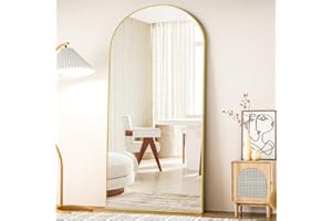COFENY Bogen Ganzkörperspiegel, 192 × 85 cm Standspiegel mit Goldrahmen Rahmen, Groß Wandspiegel zum Stehen, Anlehnen oder Hängen, Bodenspiegel für Schlafzimmer, Wohnzimmer