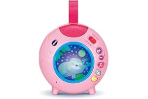 VTech - Lumi Veilleuse Nuit Enchantée Rose, Veilleuse Bébé Musicale, Projection Lumineuse au Plafond, Musique Douce, Bruits Blancs et Sons de la Nature, Cadeau de Naissance - Contenu en Français