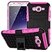 Produktbild Nnopbeclik Samsung Galaxy J5 (2015) Hülle, Dual Layer Rugged Armor stoßfest Handy Schutzhülle Silikon Tasche für Samsung Galaxy J5 (2015) - Rose Red + 1x Display Schutzfolie Folie
