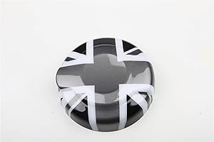 HDX Gray/Black Union Jack UK Flag ABS Sticker Cover Trim Cap for Mini Cooper ONE S JCW F Series F55 Hardtop F56 Hatchback F57 Covertible 2016-up (2.0T Gas Tank Door Fuel Cap Type B)