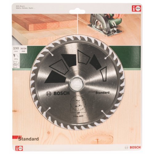 Bosch 2609256821 DIY Kreissägeblatt Basic 190 x 2.2 x 30/24,Z40 - 2