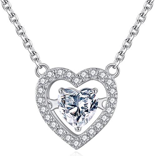GoSparkling Dancing Heart Necklace Pendant – Rhodium Plated – Precious Love Necklace – Twin Heart Jewelry Allergy Free – 5A Cubic Zirconia Embedded Stones – Premium Gift for Women