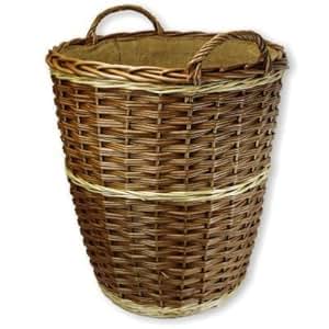 Weidenkorb / Weiden-Wäschekorb, groß, eingenähter Innenbezug, helle