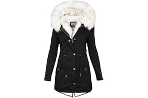 KaloryWee Summer Winter Coats Women Warm Faux Fur Lining Hooded Coat Ladies Plus Size Thicken Jackets Mid-Long Outwear