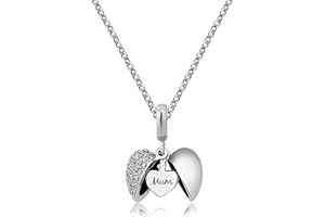 KunBead Jewelry 18 inch Open Heart I Love You Crystal Charm Pendant Mum Necklace for Women Girls
