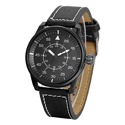 JewelryWe Herren Armbanduhr, Analog Quarz, Klassische Fashion Business Casual Sport Uhr mit Leder Armband, mit 12\24H Digital Ziffern Zifferblatt, Schwarz JewelryWe Herren Armbanduhr, Analog Quarz, Klassische Fashion Business Casual Sport Uhr mit Leder Armband, mit 12\24H Digital Ziffern Zifferblatt, Schwarz