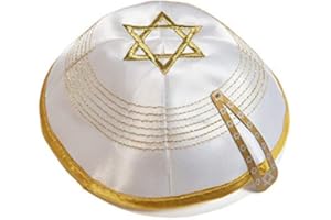 JL KIPPHA'S Kippa blanc avec etoile de David 20 cm
