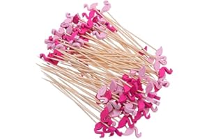 FLZONE Cocktail Bâtons,100 Pièces Bambou Pics à Cocktail Fourchette pour Cocktails Apéritifs Fruits Desserts Articles de Fête Brochette de Fruits-Flamingo