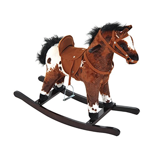 Homcom® Schaukelpferd Plüsch Kinder Schaukeltier Schaukel Pferd Spielzeug (Schaukelpferd/braun) - 4