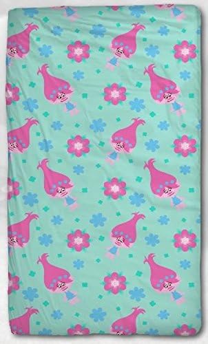 Trolls 'Jade' Single Fitted Sheet - Repeat Pattern Design